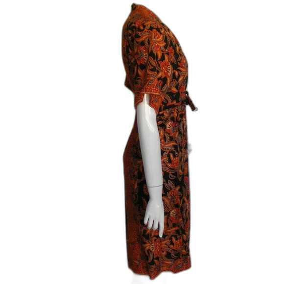 Lightweight ROBE, S, Handmade, Wrap front, Mediterranean Print, Sash - Picture 5 of 8